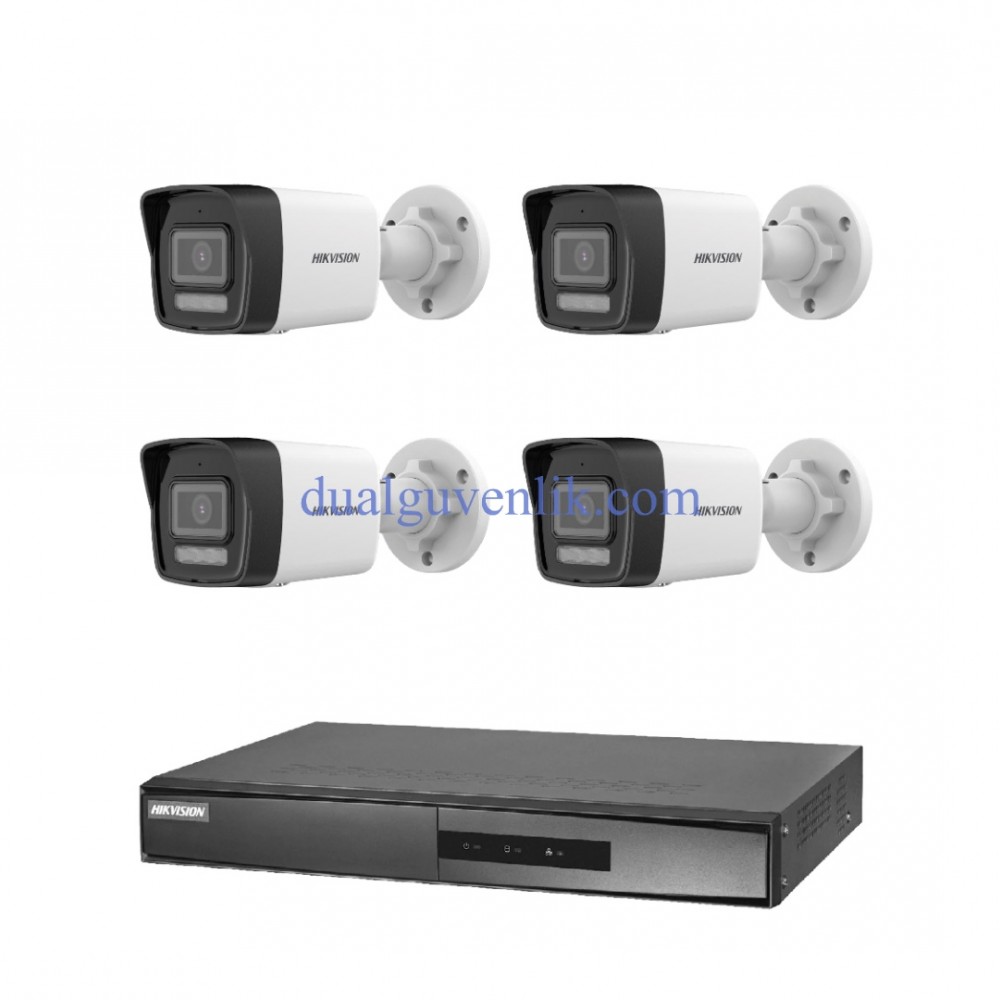 Hikvision 4 Kamera 2 Mp Hybrid Light İp Güvenlik Kamera Seti DS-2CD1023G2-LIUF (Dahili Mikrofonlu)