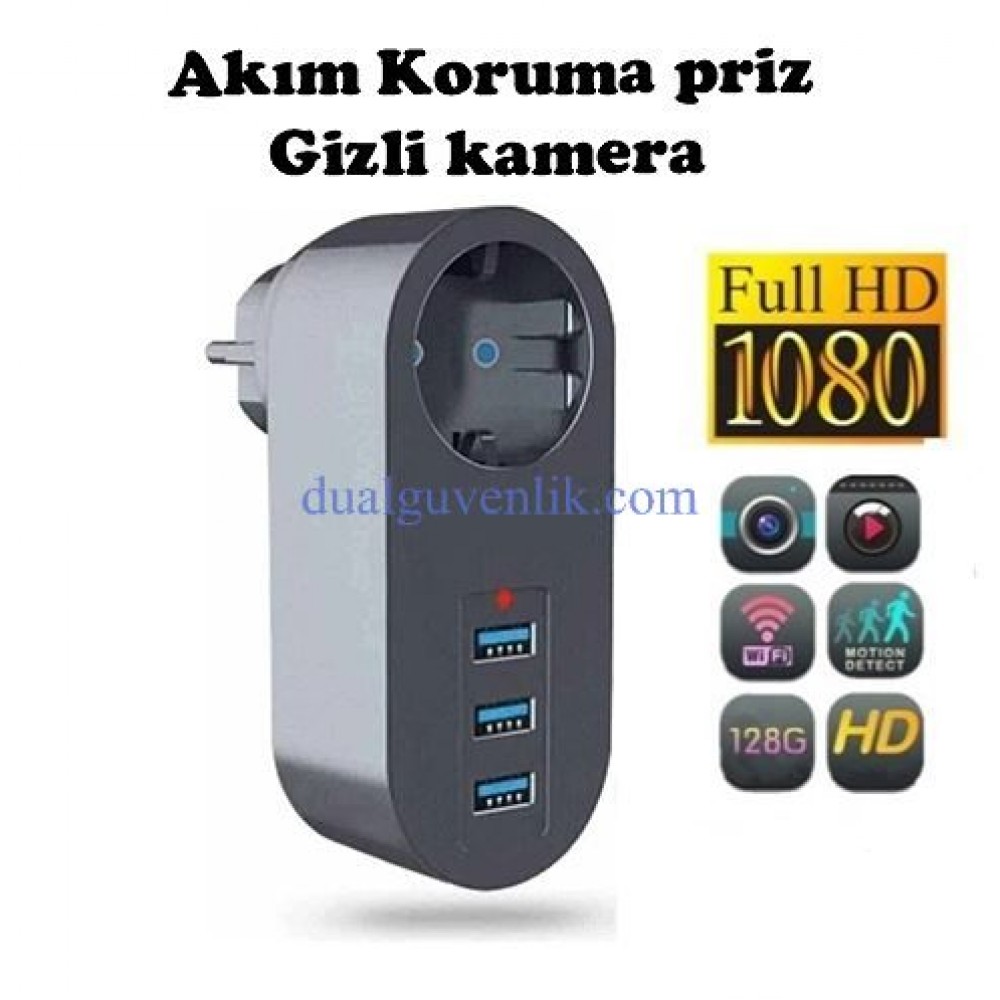 Mini Akım Korumalı Priz Wifi Kamera
