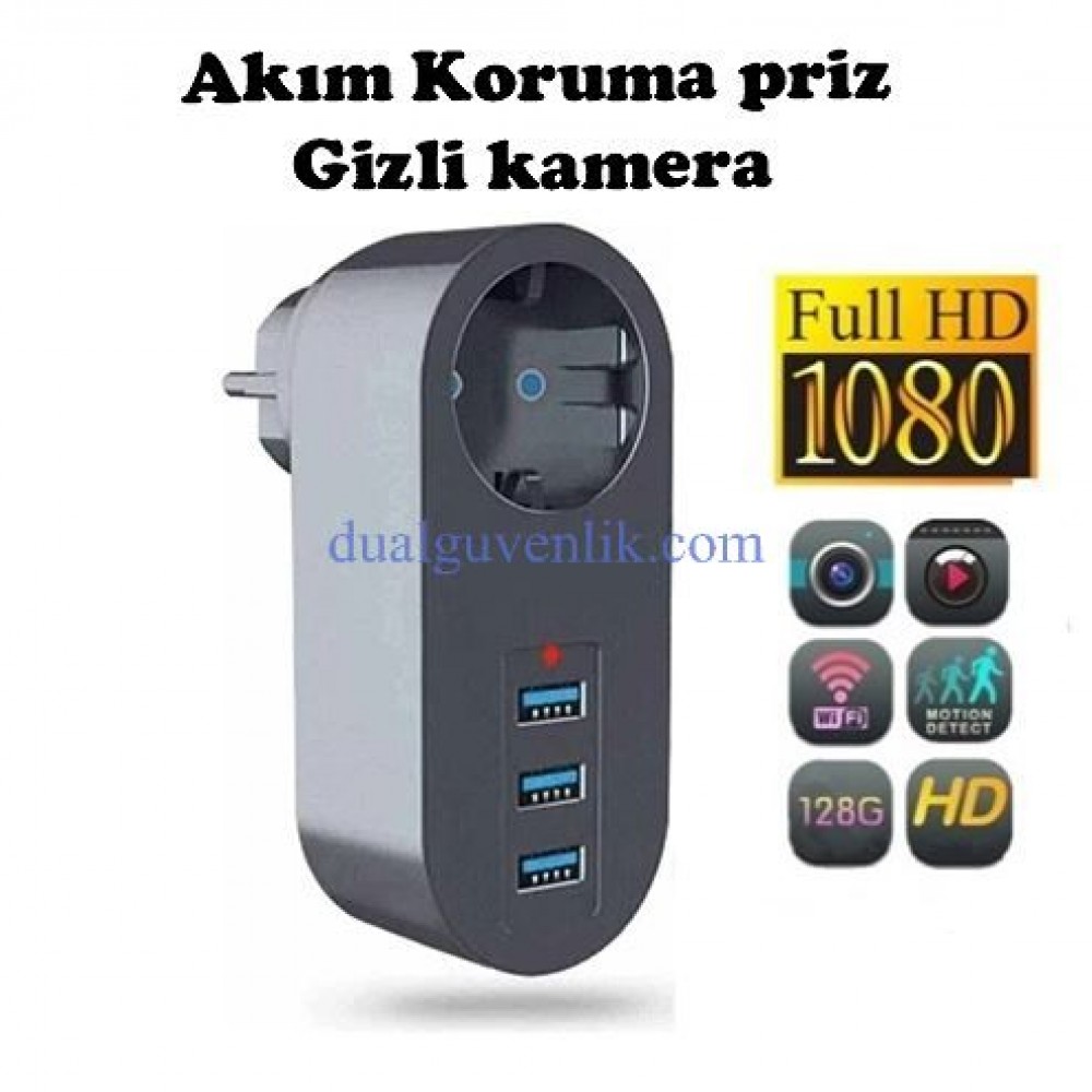 Mini Akım Korumalı Priz Wifi Kamera