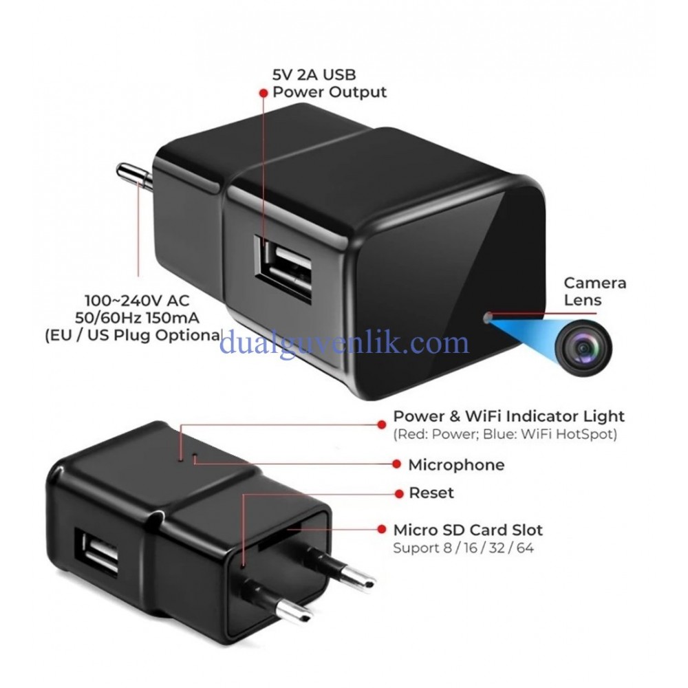 USB GİRİŞLİ TELEFON ADAPTÖRÜ WİFİ KAMERA